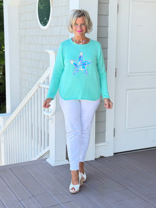 BEACH CLUB SEAFOAM STARFISH SWEATER LULU-B
