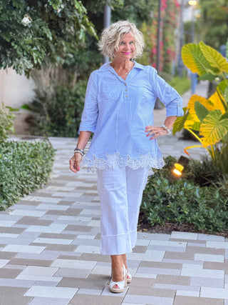 SEERSUCKER LACE TOP Cathys Place