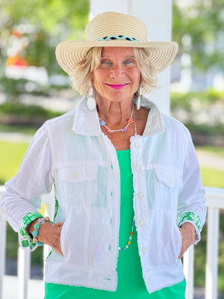 HARBOR LIGHTS GREEN LINEN JACKET Cathys Place