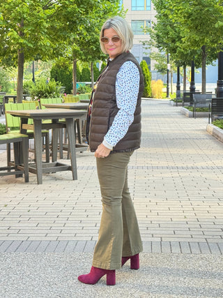 LULU-B OLIVE SHORT   PUFFER VEST