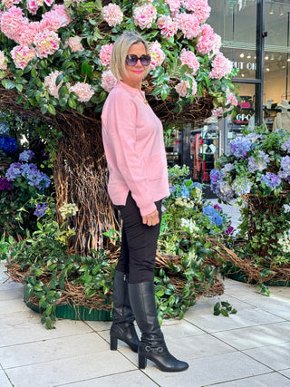 LULU-B 2 POCKET PINK CASHMERE SWEATER