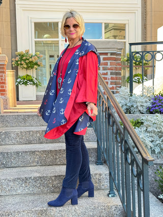 Navy / Red Reversible Rain Cape - Anchor Collection