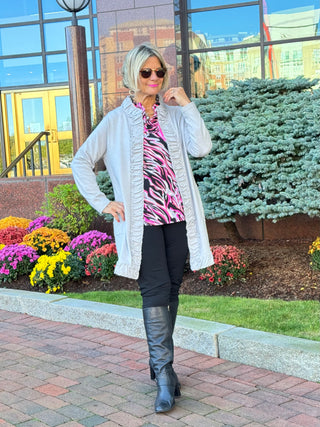 LULU-B ROUGED SILVER CARDIGAN