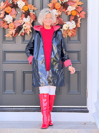 BLACK RED POKA DOT RAINCOAT Cathys Place