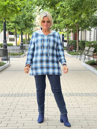 Blue Plaid Fall Day Hoodie