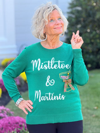Women's Mistletoe And Martinis Embellished Sweater Cathys Place