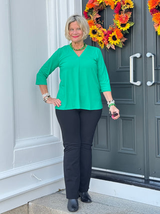 LULU-B TAILORED V EMERALD SLEEVE TOP LULU-B