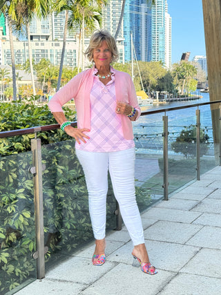 LULU B PINK CHIC SLEEVELESS RUFFLE TOP
