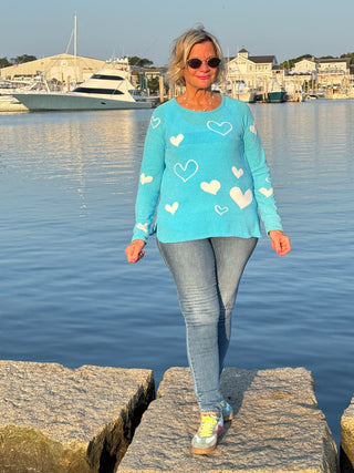 AQUA HEART CHENILLE SWEATER