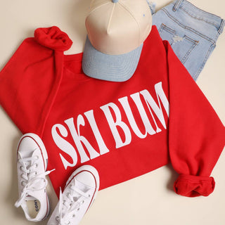 SKI BUM Suede-Like Flocked Logo Heavyweight Sweatshirt Fashion City