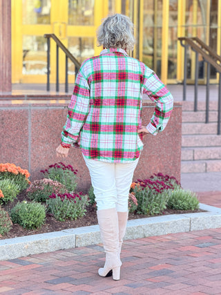 St. Patrick’s Day Green Plaid Cozy Shirt Jacket Shacket Lovesoft