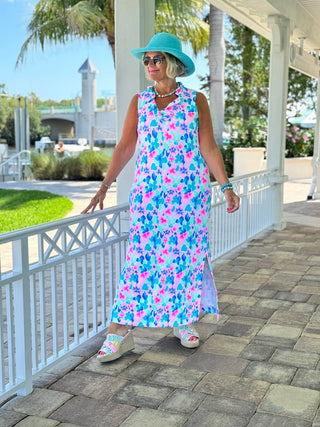 PINK PETALS RUFFLE MAXI