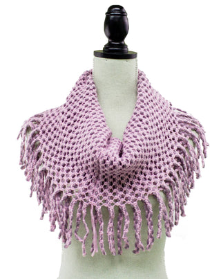 Warm Solid Mini Tube Infinity Scarf With Fringes Cathys Place
