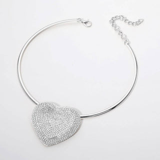 Rhinestone Paved Heart Pendant Necklace Sensibling Corp.