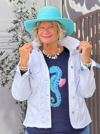 LULU-B NAVY SEAHORSE SWEATER
