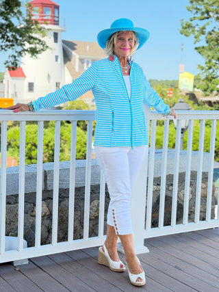 OCEAN BLUE STRIPE FULL ZIPPER LULU-B