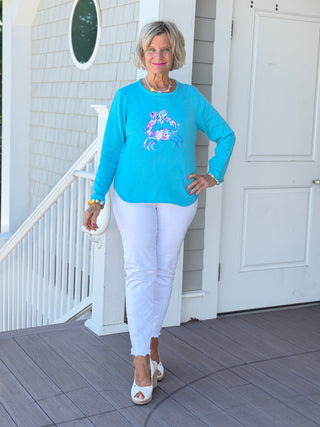 BEACH CLUB AQUA CRAB SWEATER LULU-B