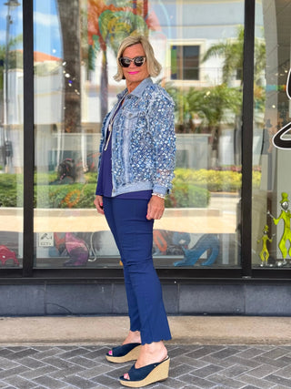 ETHYL NAVY SCALLOP PANT - Cathys Place
