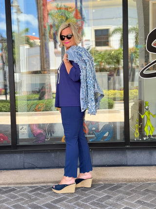 ETHYL NAVY SCALLOP PANT - Cathys Place