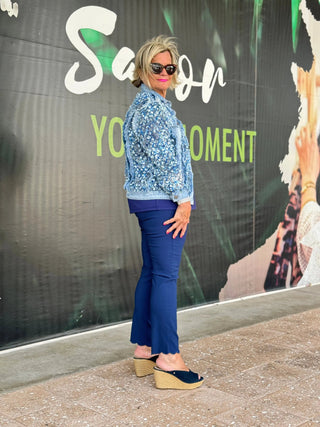 ETHYL NAVY SCALLOP PANT - Cathys Place