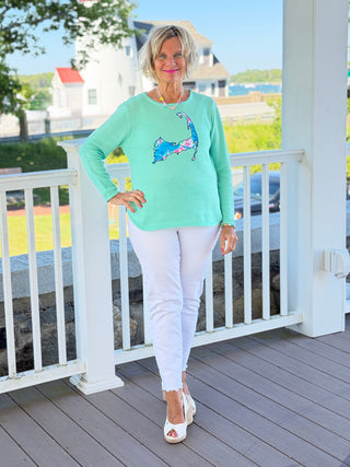 BEACH CLUB SEAFOAM CAPE COD MAP SWEATER Cathys Place