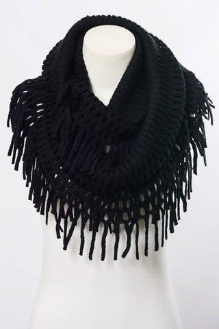 Tassel Fringe Knit Infinity Scarf - Bestselling Design Leto Accessories
