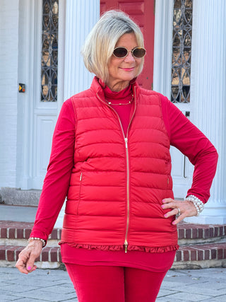 LULU-B RED SHORT PUFFER VEST