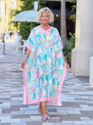 Birds Of Paradise Caftan Beach and Pool Coverup WerkShoppe
