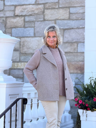 Wool Blend Jacket with Rib Knit Sleeves CHARLIE B
