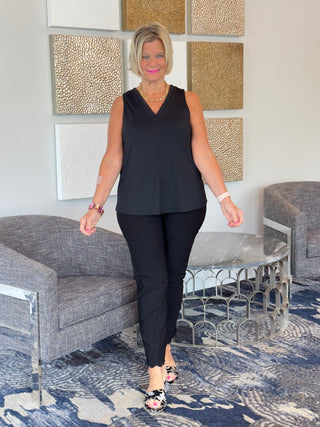 TAILORED BLACK SLEEVELESS V NECK - Cathys Place