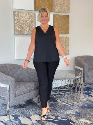 TAILORED BLACK SLEEVELESS V NECK - Cathys Place