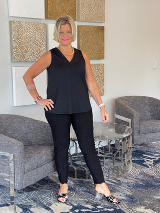 TAILORED BLACK SLEEVELESS V NECK - Cathys Place