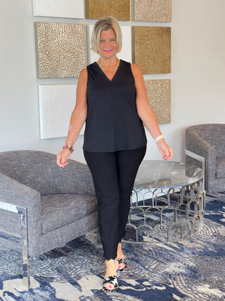 TAILORED BLACK SLEEVELESS V NECK - Cathys Place