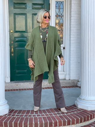HOLIDAY OLIVE RUFFLE WRAP