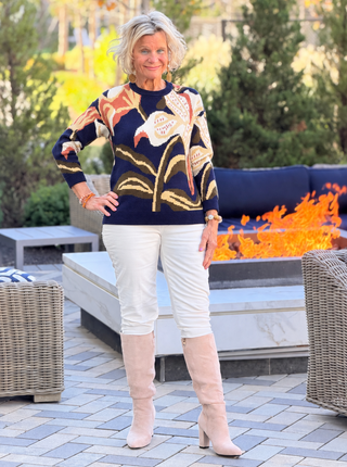 Statement Floral Crew Neck Sweater CHARLIE B