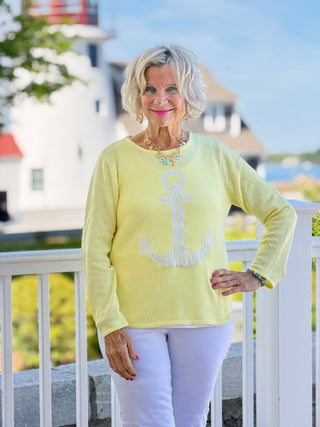 DOCKSIDE NAUTICAL YELLOW STRIPE ANCHOR Cathys Place