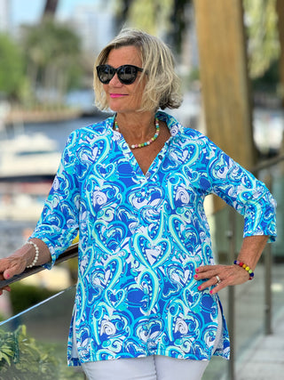 BLUE DREAMING HEARTS TUNIC