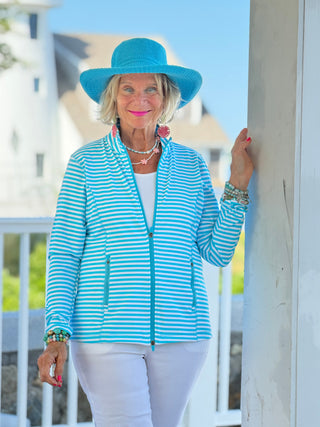 OCEAN BLUE STRIPE FULL ZIPPER LULU-B