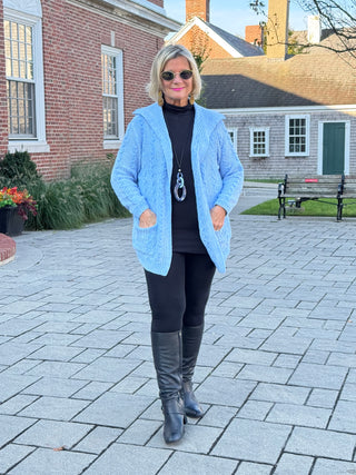 CARDIGAN PLUSH SOFT BLUE CARDIGAN SWEATER