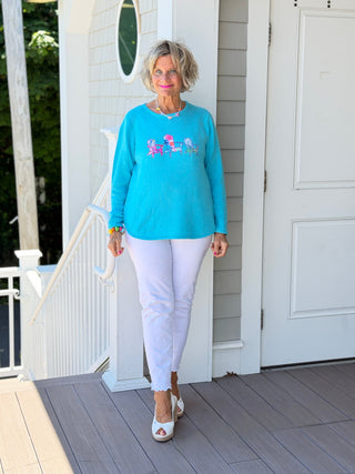 BEACH CLUB AQUA ADIRONDACK SWEATER LULU-B