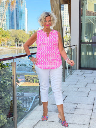 LULU B PALM BEACH LATTIC NOTCH TOP LULU-B
