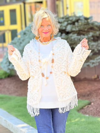 CREAM CROCHET CARDIGAN Cathys Place