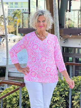LULU B STARFISH HARBOR V NECK TOP LULU-B