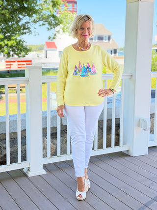 BEACH CLUB YELLOW SAILBOAT SWEATER LULU-B
