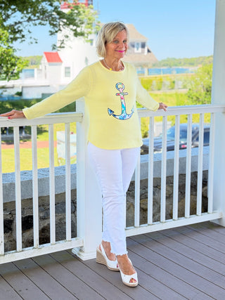 BEACH CLUB YELLOW CAPE COD ANCH0OR SWEATER LULU-B