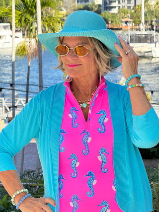 LULU B SEAHORSE BAY MIDI SLEEVELESS 1/4 ZIP MAXI DRESS