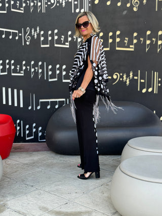 BLACK AND WHITE POKA DOT PALAZZO