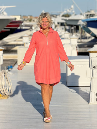 Lulu-b half zipper Salmon scuba dress LULU-B
