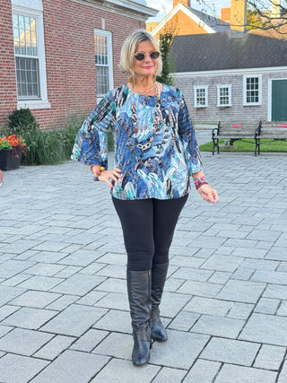 LEOPARD BLUE FASHION TOP