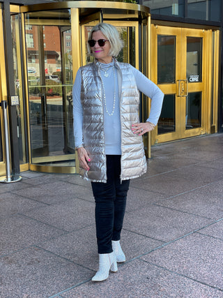 SILVER METALLIC PUFFER VEST